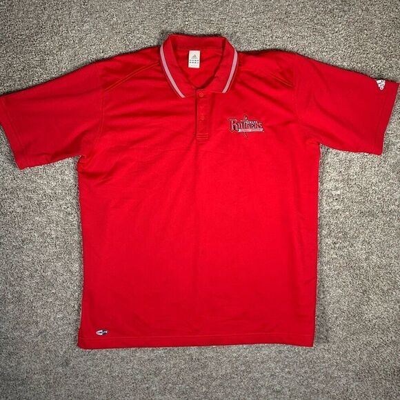 Adidas Mens Rutgers Scarlet Raiders Climalite Short Sleeve Golf Polo Red XL‎ - Picture 1 of 11